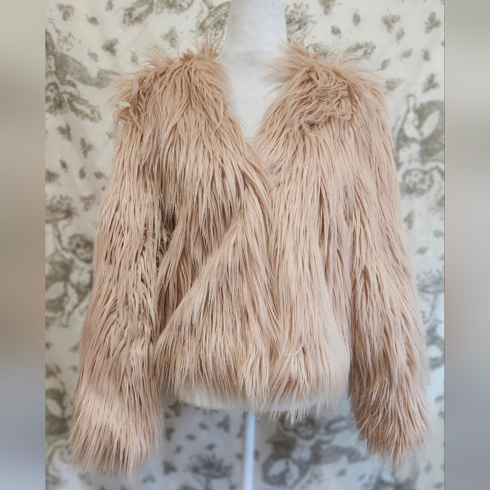 Women's MAXIMALIST Faux Fur Shaggy Soft Pink Jacket L